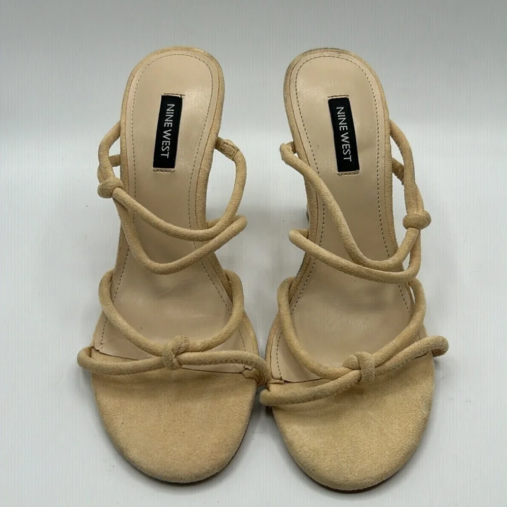 Nine West Cream Suede Open Toe Strappy Sandals Heels Size 7.5 New‎ with tags!